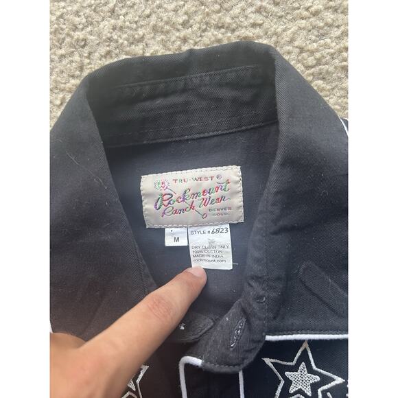 Rockmount Mens Black 100% Cotton Star & Scroll Old Western M Shirt Black - Picture 4 of 8